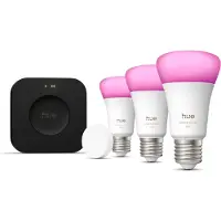 Philips Hue White & Color Ambiance Starter Kit: 3 Lampadine E27 +interruttore Intelligente + Bridge Pro