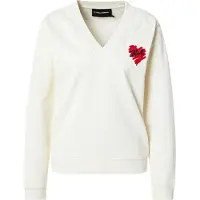 Karl Lagerfeld Hearts V-neck Sweatshirt Cannoli Cream Taglia: S | Maglie a manica lunga Outlet | Donna | Bianco