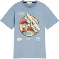 Scotch & Soda Boys Graphic Tee Faded Denim Taglia: M | T-shirt Outlet | Unisex | Blu