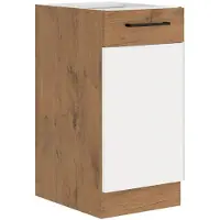ROCK Mobiletti da cucina , altezza 40 cm, con ante a ribalta, finitura effetto legno noce e bianco lucido, dotato di ripiano interno e piedini regolabili
