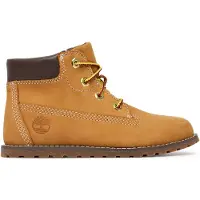 Timberland per ragazzo. TB1A125Q2311 Stivaletti alla caviglia in pelle di pino marrone Pokey (30), Basso, Cerniera, Casual, moda per bambini