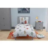 Roupillon robot grigio set copripiumino 140 x 200 cm 2 pezzi