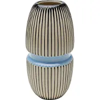 Kare Vaso Calabria, blu/beige, porcellana, fatto a mano