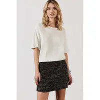 Mikuta The Black Sparkly Short Straight Tweed Skirt Taglia: M | Minigonne Outlet | Donna | Nero