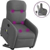 Syfax Poltrona Alzapersona Massaggi Reclinabile Grigio Scuro Tessuto
