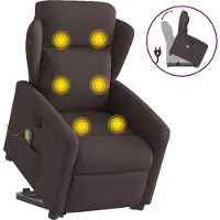 Syfax Poltrona Alzapersona Massaggi Reclinabile Marrone Scuro Tessuto