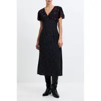 French Connection Floramour Spot Tea Dress L Black / Multi Taglia: 12 | Abiti Midi Outlet | Donna | Nero