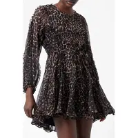 French Connection Leopard Ruffle Dress Brown Leopard Taglia: 14 | Abiti Mini Outlet | Donna | Marrone