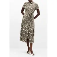 French Connection Printed Ss Shirt Dress Khaki/white Taglia: 12 | Abiti Midi Outlet | Donna | Marrone