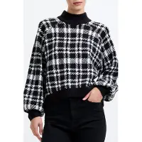 French Connection Check Crew Black / Ivory Taglia: M | Maglioni a maglia Outlet | Donna | Nero