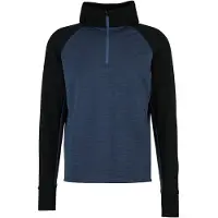 Stoic MerinoFleece260 FlenSt. Half Zip with Hood Felpa di merino con cappuccio Uomo (M, blu/nero)