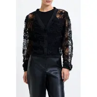 French Connection Applique Mesh Cardigan Black Taglia: XS | Maglie a manica lunga Outlet | Donna | Nero
