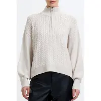 French Connection Babysoft Cable Half Zip Oatmeal Mel Taglia: M | Maglioni a maglia Outlet | Donna
