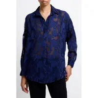 French Connection Burnout Satin Popover Midnight Taglia: 8 | Maglie a manica lunga Outlet | Donna