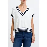 French Connection Babysoft Cable Knit V-neck Tank Vest Winter Wht/duch Blue Taglia: S | Maglioni Outlet | Donna | Blu