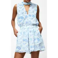 French Connection Serenity Hallie Crinkle Short Cream/blue Taglia: XS | Minigonne Outlet | Donna | Bianco