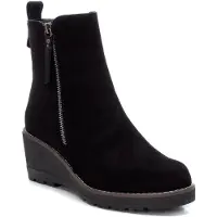 Refresh per donna. 17100901-NEGRO Stivaletti in camoscio nero - Altezza zeppa 6cm (37), 5 a 8cm, Cerniera, Casual
