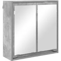 vidaXL Mobiletto da bagno con specchio, colore grigio cemento, 60 x 20 x 60 cm