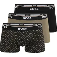 BOSS per uomo. 50554443 Set di 3 boxer Power Design, neri e marroni (S), Nero, Marrone, Homewear, Cotone