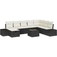 vidaXL Set di divani da giardino con cuscini 9 pezzi in Poly-Rattan nero