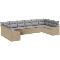 vidaXL Set di divani da giardino , 10 pezzi, in rattan sintetico beige e grigio chiaro