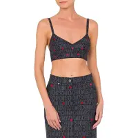 Moschino Denim Crop Top With Allover Logo Hearts Black Taglia: 48 | Reggiseni Outlet | Donna | Nero