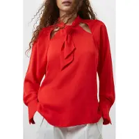 French Connection Carmen Crepe Ls Blouse Scarlet Red Taglia: XS | Maglie a manica lunga Outlet | Donna | Rosso