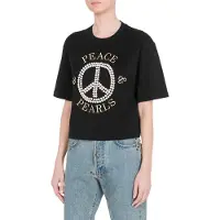 Moschino Peace & Pearls Cotton Interlock T-shirt Black Taglia: M | Maglie Sportivi Outlet | Donna | Nero
