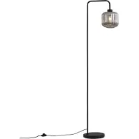 QAZQA Lampada da terra design, colore nero, con paralume in vetro fumé, modello Ana