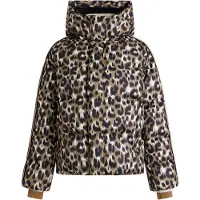 Fusalp - Giacca da sci da donna in piumino naturale impermeabile e isolante - Ada Blurred Savannah Leopard per Donne in Cotone - Taglia 36 - Marrone