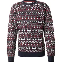 Lindbergh Pullover 'Christmas' blu scuro / rosso scuro / bianco