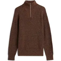 Tommy Hilfiger Fisherman Rib Zip Sweater Highland Khaki Taglia: XL | Maglioni a maglia Outlet | Uomo | Marrone