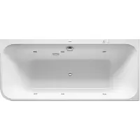 Duravit Happy D.2 baignoire balnéo, coin à droite, double dos inclinés, habillage acrylique moulé, garniture de vidage et de trop-plein, système Jet, 1800x800mm, 760317000JS1000, 760317000JS1000