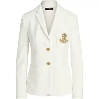 Ralph Lauren per donna. 200797305001 Blazer bianco in jacquard con dettagli metallici (L), Casual, Cotone