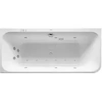 Duravit Happy D.2 baignoire balnéo, coin à gauche, double dos inclinés, habillage acrylique moulé, garniture de vidage et de trop-plein, Combi-Système P, 1800x800mm, 760316000CP1000, 760316000CP1000