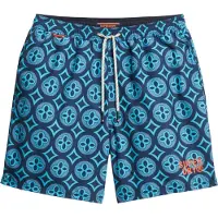 Superdry per uomo. M3010250A Costume da bagno con stampa a mosaico blu (S), Beachwear, Polister riciclato, Sostenibile