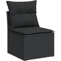 vidaXL Set di divani da giardino 7 pezzi con cuscini in polirattan nero