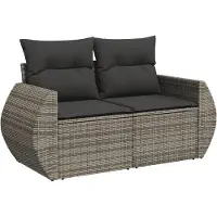 vidaXL Set di divani da giardino a 6 pezzi con cuscini in rattan grigio