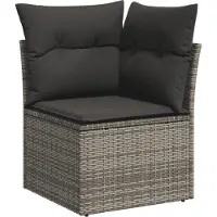 vidaXL Set di divani da giardino 5 pezzi con cuscini in polirattan grigio