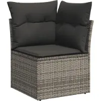 vidaXL Set di divani da giardino 7 pezzi con cuscini in polirattan grigio