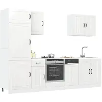 vidaXL Set di armadietti da cucina da 7 pezzi Lucca in materiale ligneo bianco lucido
