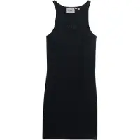 Superdry per donna. W8011595A Abito ricamato a costine nero olimpico sul retro (M), Casual, Senza maniche / cinghie, Cotone biologico, Soste
