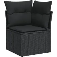 vidaXL Set di divani da giardino da 11 pezzi con cuscini in polirattan nero