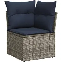 vidaXL Set di divani da giardino a 11 pezzi con cuscini, grigio, polyrattan