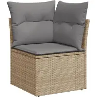 vidaXL Set di divani da giardino 7 pezzi con cuscini Beige poly rattan