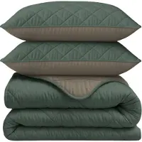 Royal Textile Sleeptime, coperta per letto "Lazy", colore verde/taupe, 140 x 200 cm, con federa inclusa