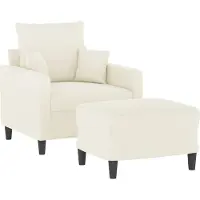 Syfax Poltrona con Poggiapiedi Crema 60 cm in Velluto