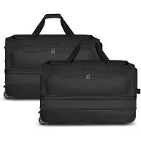 Redolz Set di 2 borse da viaggio Duffle Essentials a 2 ruote, L+L, con pannello espandibile nero