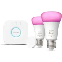 Philips Hue White & Color Ambiance Starter Kit: 2 Lampadine Connesse E27 (1100) + Smart Button