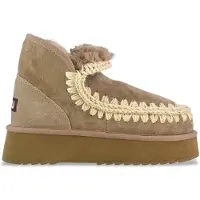 Mou per donna. MU.FW681000A Mini eskimo platform boot suede (36), Pelle, Marrone, 8 a 10cm, Nessuno, Casual, Grigio, Taupe